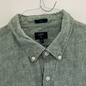 J. Crew Men's Sage Linen Button-Down Shirt